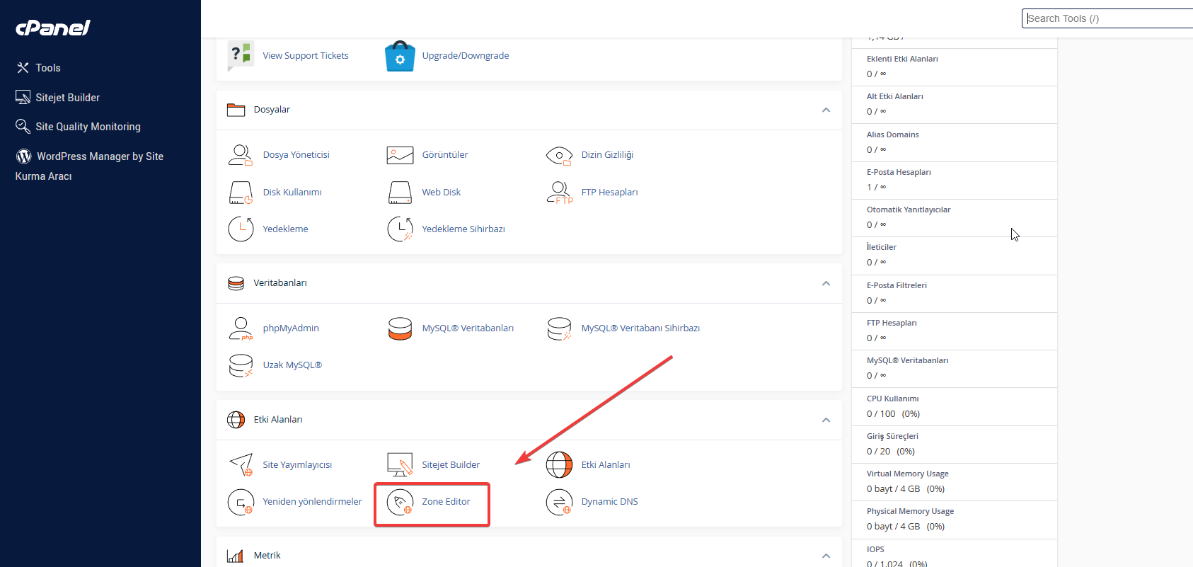 cPanel Zone Editor